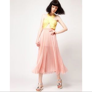 Three floor pastel pleated dress